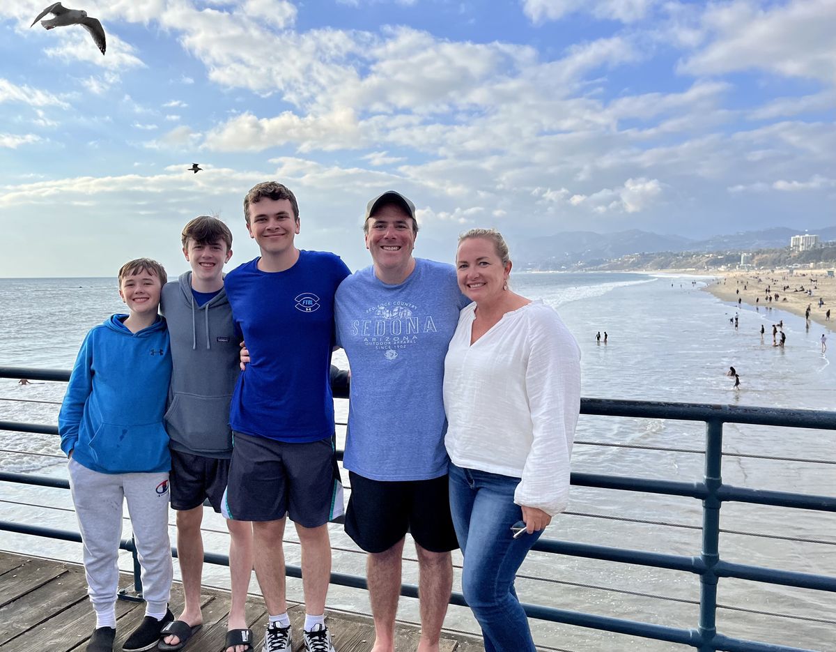 John Nemo with his family on the Santa Monica Pier
